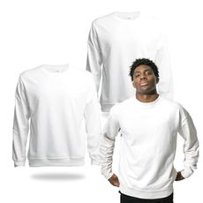 METFUIN 2 Pack Polyester Adult Crewneck Sweatshirt for Sublimation Heat Press White Blank Sweatshirt (Medium, White)