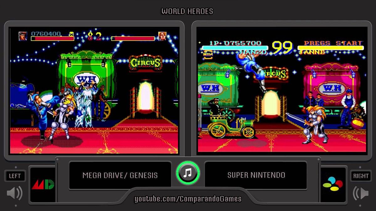 World Heroes (Sega Genesis vs Snes) Side by Side Comparison - YouTube