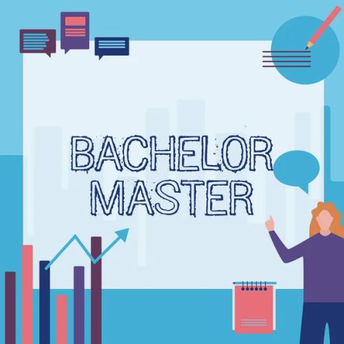 Handwriting text Bachelor Master. Business concept An advanced degree completed after bachelor s is degree Businesswoman Casual Standing Presenting Charts And New Wonderful Ideas. - Photo, Image