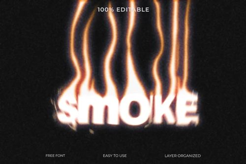 PSD Smoke High Flame Fire 3D Text Effect