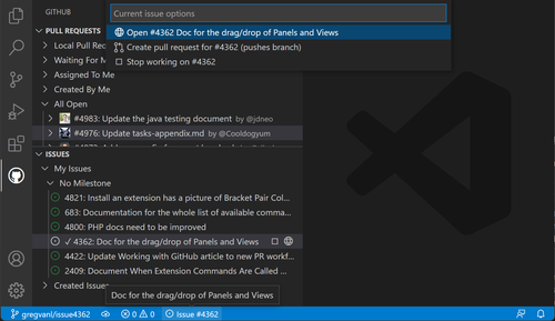 Issue Status Bar actions