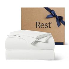 REST® Evercool®+ Cooling Sheet Set, Cali King, Arctic White, Breathable Bed Sheets for Hot Sleeper and Night Sweats, with Pillowcases, with Ionic+ Self-Cleaning Silver Yarn for Sensitive Skin, 4PCS