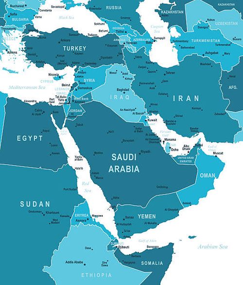 map of middle east - syria-on-world-map stock illustrations