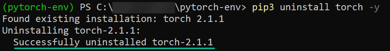 Uninstalling PyTorch via pip