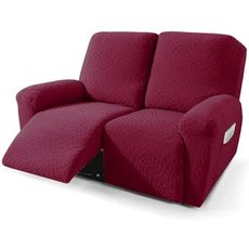2026 Loveseat Recliner Cover 4-Piece (48"-66") Super Soft Recliner Loveseat Covers with Big Pocket & Anti Slip Ties Stay in Place, Lazy Boy Reclining Love Seat Slipcover Durable Washable, Wine Red