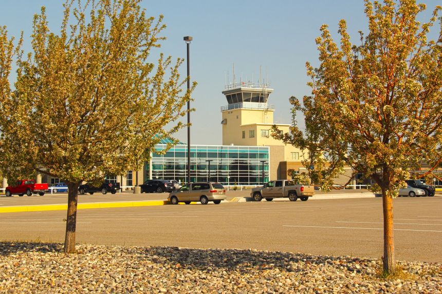 The parking lot at the Idaho Falls Regional Airport.