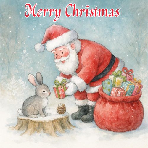 Merry Christmas Santa and Bunny eCards