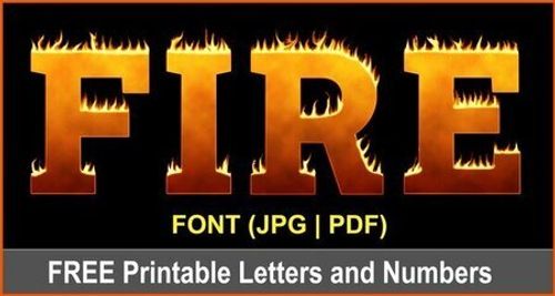 Free printable fire font, flames, clipart, downloadable, flaming letters, numbers, alphabet.