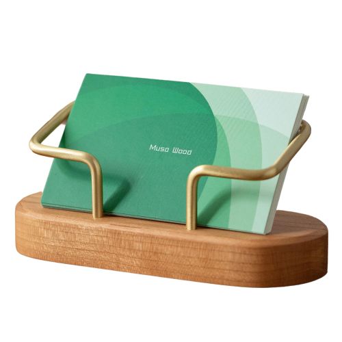 muso wood Business Card Holder for Desk, Wooden Creative Business Card Display for Desk, Wood Business Card Stand for Offi...