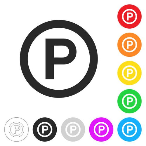 urheberrecht für tonaufnahmen. flache symbole auf schaltflächen in verschiedenen farben - p hat symbol stock-grafiken, -clipart, -cartoons und -symbole