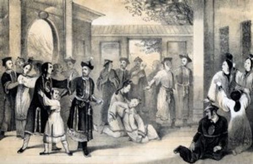 The Chinese people sold for slaves by the Tartars, after their conquest by Zinguis-Khan