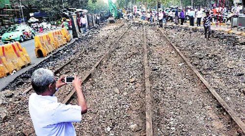 The tram tracks in the Flora Fountain area. Prashant Nadkar