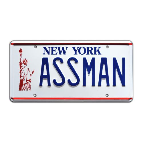 Celebrity Machines Cosmo Kramer | Assman | Metal Stamped License Plate
