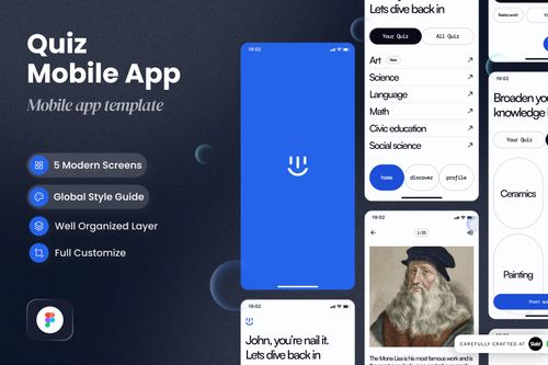 Quiz App - Mobile App Template for Figma