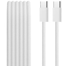 IIIZ (1m+2m) USB C Woven Cable for iPhone Air 17 Pro Max/16/15 Plus, 65W Braided Type-C to Type C Fast Charge Cord for iPad Pro Air/MacBook Pro Air, White