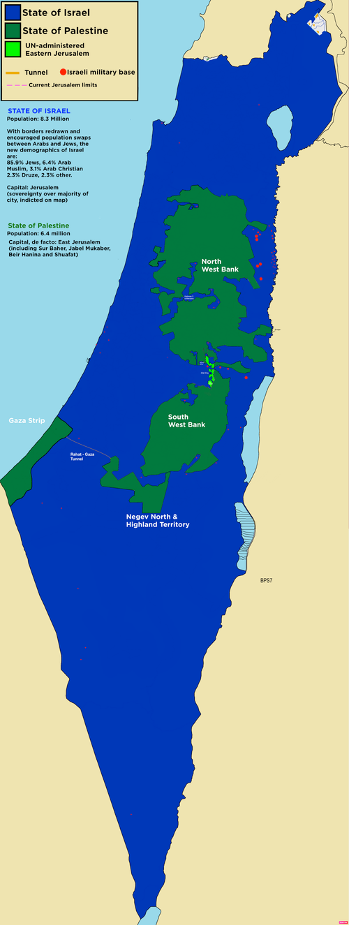 r/MapPorn - Israel/Palestine 2025 Two-State Concept Map