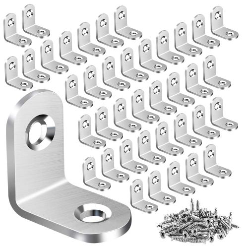 40PCS L Bracket Corner Brace, Stainless Steel L Brackets for Shelves, Metal Corner Bracket, Small Right Angle Brackets for...
