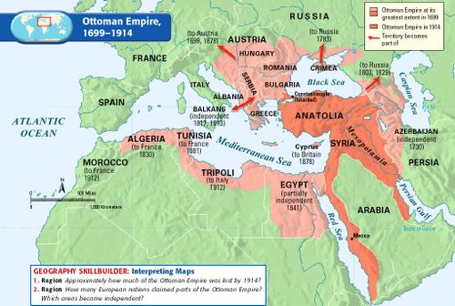 Map of the Ottoman Empire from 1699-1914