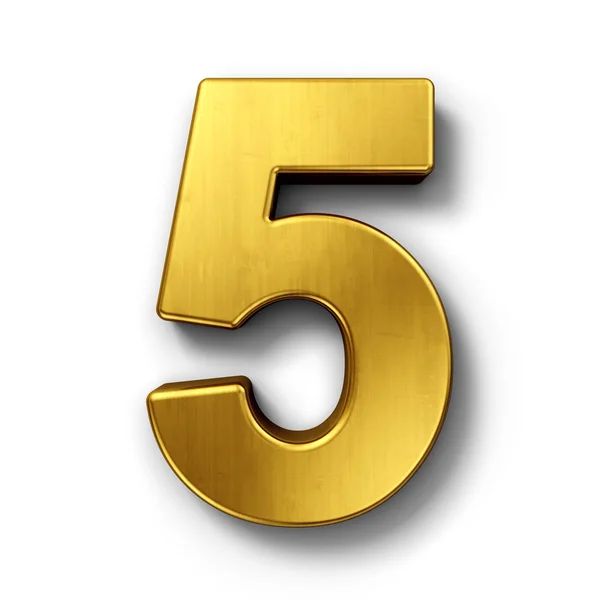 The number 5 in gold — Stock Photo, Image