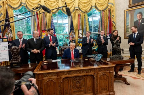 president donald trump announcing a trade agreement with the united kingdom 54507052107