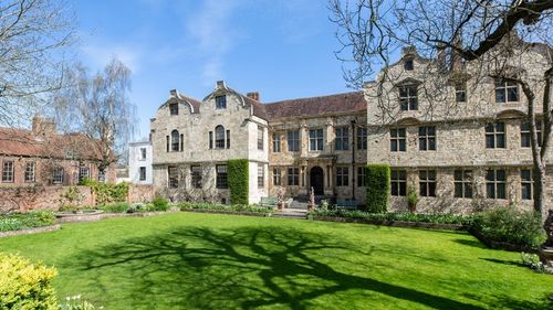 The garden at Treasurer's House in York in winter sunshine