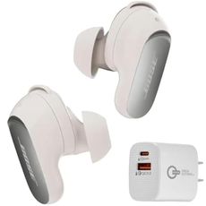 Bose New QuietComfort Ultra Bluetooth Earbuds (2nd Gen), Wireless Noise Cancelling Earbuds, Up to 6 Hours Battery, IPX4 Rating, Immersive Audio, Deep Bass + Green Extreme Wall Charger (White Smoke)