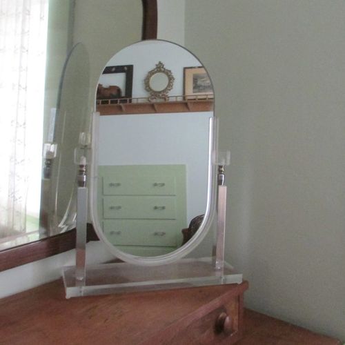 Vintage Store Display Oval Standing Mirror Double sided Department Store mirror lucite Swivel Mirror