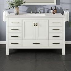 Eviva Aberdeen 54 in. White Single Sink Bath Vanity with Carrara Quartz Top and Undermount Porcelain Sink