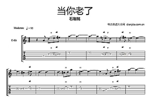 赵照《当你老了》电吉他独奏谱_带伴奏+试听