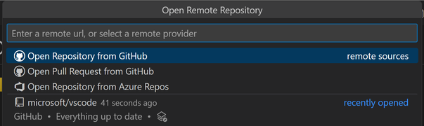 GitHub Repository extension open repository dropdown