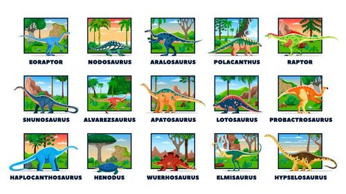 Cartoon prehistoric dinosaurs vibrant set Vector Image