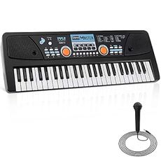 Pyle Electronic Keyboard 49 Keys - Portable Digital Musical Karaoke Keyboard - 8 Rhythms, 16 Tones, Stereo Speakers, Wired Microphone- For Beginners Kids or Adult