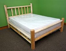 Log Bed Frame with Headboard, King Size - Unfinished Natural Beige, Solid White Cedar Wood, Heavy Duty, Amish Handcrafted in USA