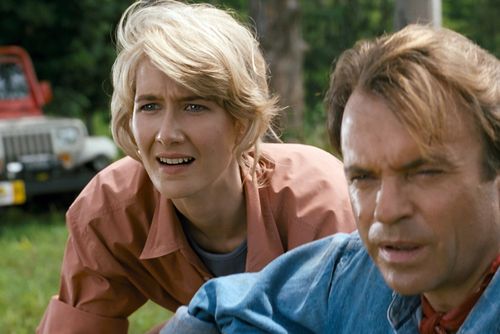 JURASSIC PARK, from left: Sam Neill, Laura Dern, 1993. ©Universal/courtesy Everett Collection