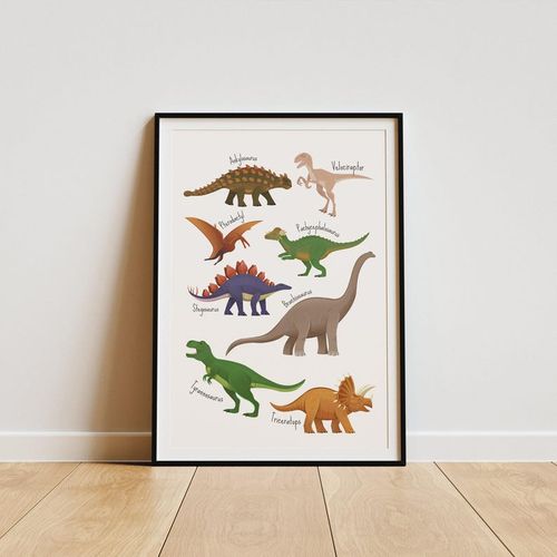 Dinosaur names poster: illustrated dinosaur print, educational poster, kids room decor, paleontology, children's room decor, classroom image 2