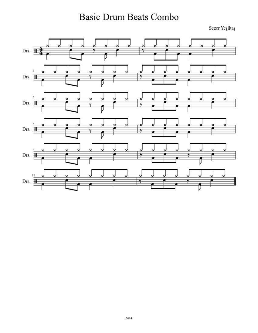 Basic Drum Beats Combo Sheet music | Download free in PDF or MIDI | Musescore.com