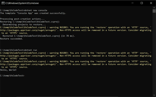 Creating a Hello World Program in .NET Core with Visual Studio Code