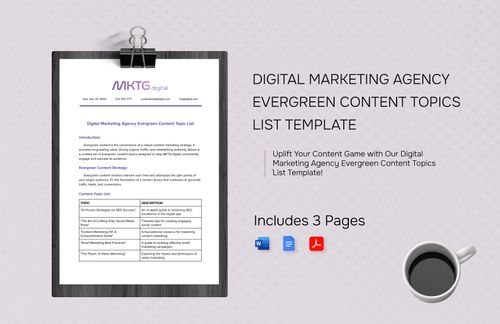 Digital Marketing Agency Evergreen Content Topics List Template in PDF, Word, Google Docs - Download | Template.net