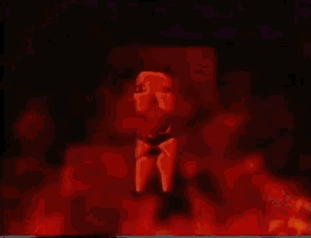 a painting of a man in a red suit and tie