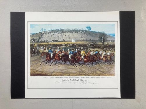 VINTAGE ENGLISH SPORTING PRINT : HORSE RACING - LEAMINGTON GRAND STEEPLE CHASE - Image 1 of 1