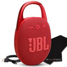 JBL Clip 5 Portable Bluetooth Speaker, IP67 Waterproof & Dustproof, Long-Lasting Battery - Red - Boomph's Comprehensive Ultimate Performance Cloth Solution for Your On-The-Go Sound Experience