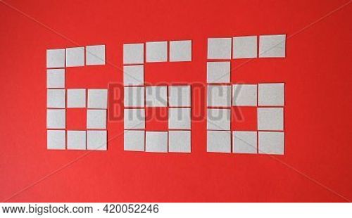 Number 666 Sign Written In Vintage Lcd Style