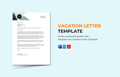 Vacation Letter Template in Word, PDF, Google Docs, Pages - Download | Template.net