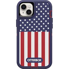 OtterBox iPhone 14 Plus Defender Series Case - American Flag, Rugged & Durable, with Port Protection, Includes Holster Clip Kickstand