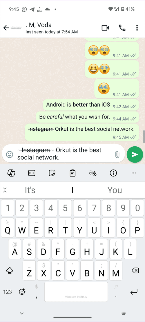 WhatsApp Font Tip strikethrough text