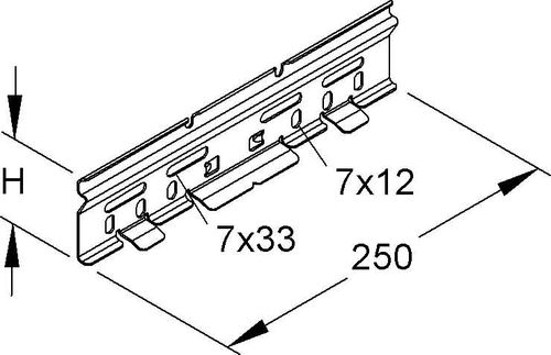 Splice plate, screwless, height 60 mm