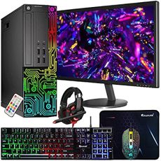 Dell OptiPlex Desktop RGB Computer PC, Intel Core i7 Quad-Core Processor, 16GB RAM, 512GB SSD, 24 Inch HDMI Monitor, RGB Keyboard Mouse and Headset, WiFi, Windows 11 Pro (Renewed)