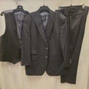 VINCI PHILOSOPHY PINSTRIPE GANGSTER STYLE MEN'S 3 PIECE SUIT 46R