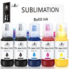 MERRYWORK Refill Sublimation Ink for Epson ET-2400 ET-2800 ET-2803 ET-2720 ET-2760 ET-2750 ET2850 4800 4850 EcoTank Printer (Black (2 Nos), Cyan, Magenta and Yellow, 5-Pack)