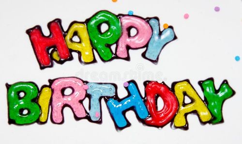 Happy Birthday letters written on ice cream cake in many colors. Happy birthday stock images, royalty-free photos and pictures